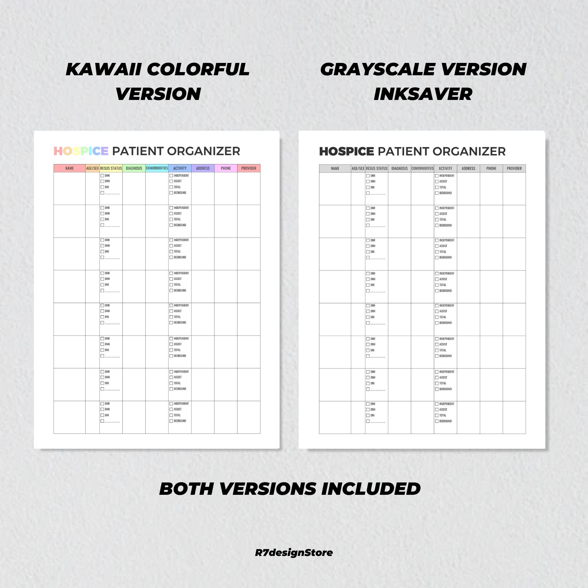 Hospice Care Organizer Printable, Hospice Nurse Report, Hospice ...