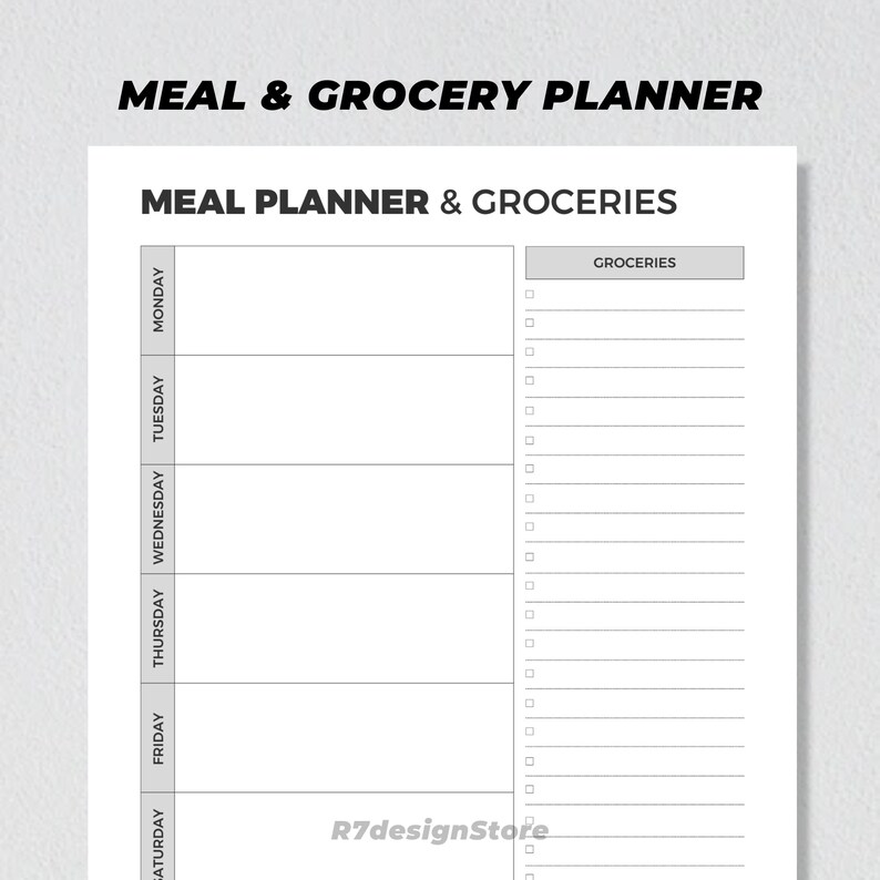 Weekly Meal Planner Printable, 7 Day Menu Planner, Daily Meal Prep ...