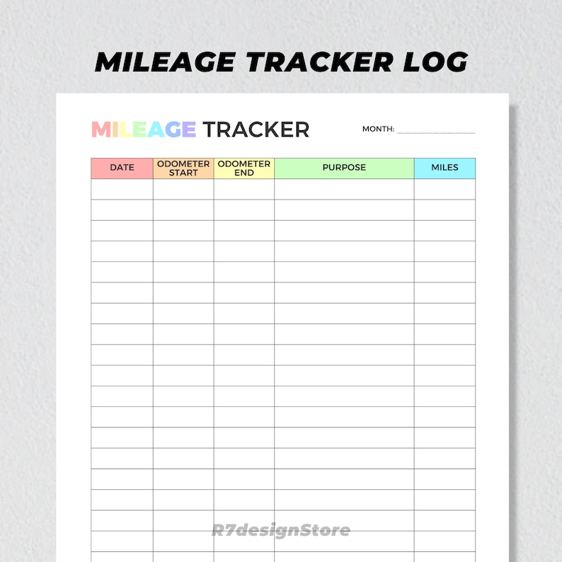 Mileage Tracker Printable, Vehicle Miles Travelled Report, Car Driving Records, Monthly Business