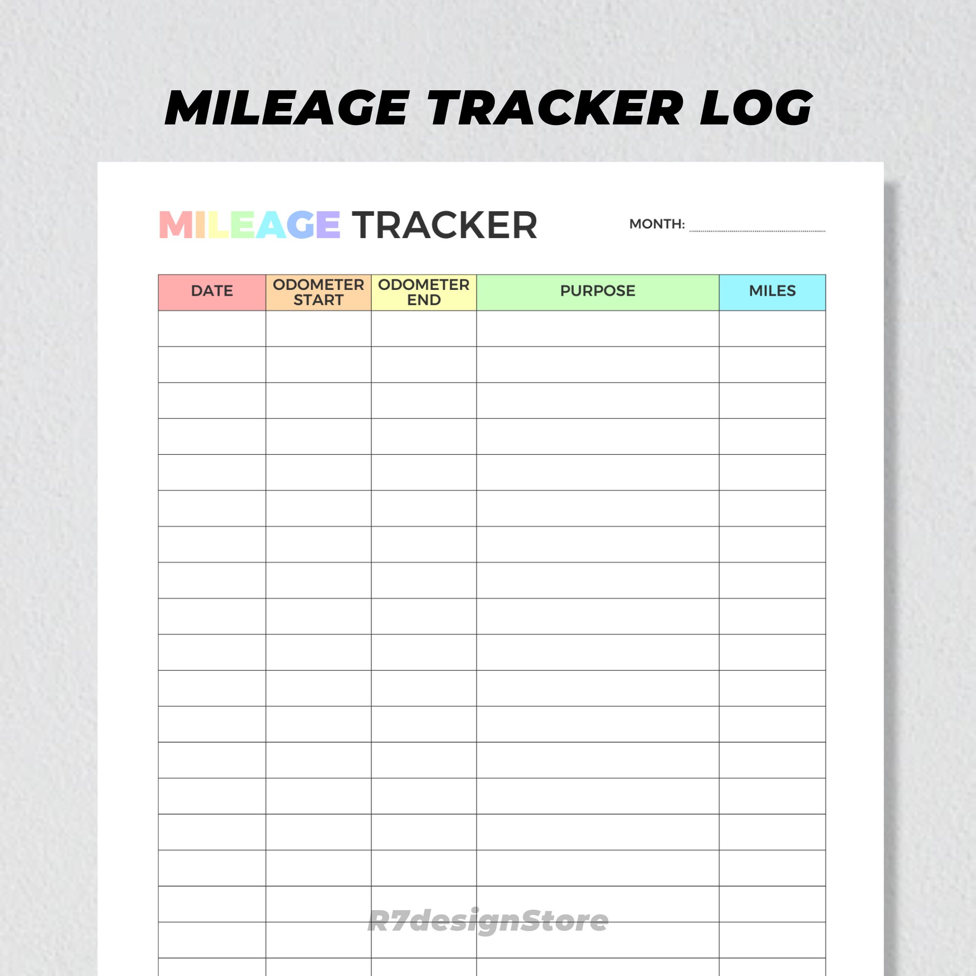 Mileage Tracker Printable, Vehicle Miles Travelled Report, Car Driving Records, Monthly Business ...