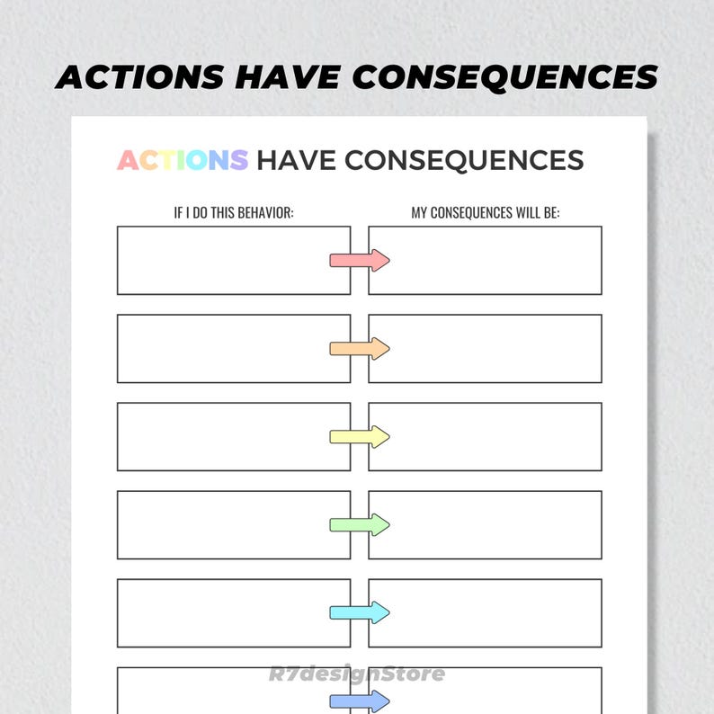 Actions Have Consequences Printable, Fillable Discipline Chart, Kids ...
