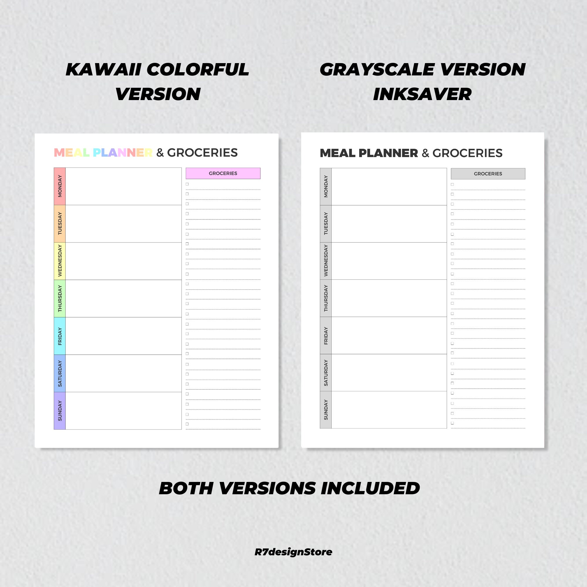 Weekly Meal Planner Printable, 7 Day Menu Planner, Daily Meal Prep ...