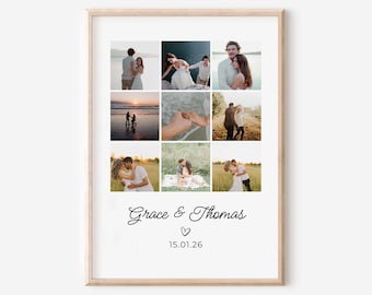 Personalised Photo Printable Wall Art, Custom Photo Collage Print, Boyfriend Gift, Girlfriend Gift, Couple Gifts, Keepsake Wedding Gift