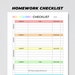 Homework Checklist Printable, Weekly Homework Tracker, Student ...