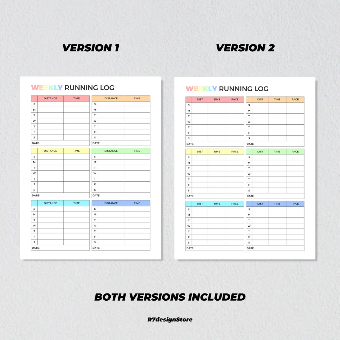 Printable Rweekly Running Log Weekly Running Log Printable, Daily Cardio Tracker, Fitness Goals ...