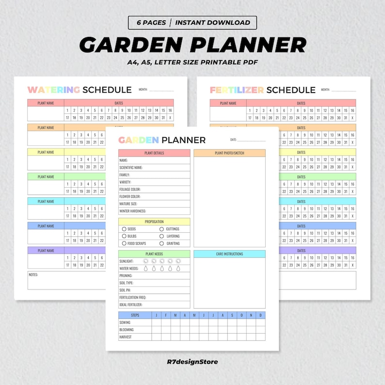Garden Planner Printable, Garden Plant Profile Tracker, Plant Care Log