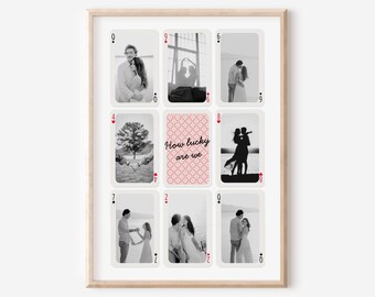 Custom Playing Card Photo Printable Wall Art, Personalized Photo Print, Boyfriend Gift, Girlfriend Gift, Couple Photo Poster, Wedding Gifts