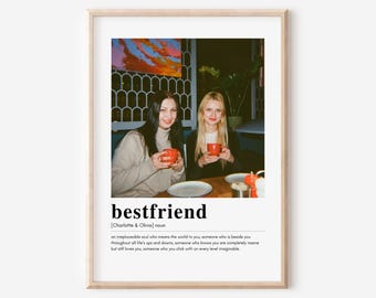Personalised Bestfriend Photo Printable Wall Art, Custom Photo Print, Bestie Gift, Friendship Day, Friend Birthday Gift, Definition Poster