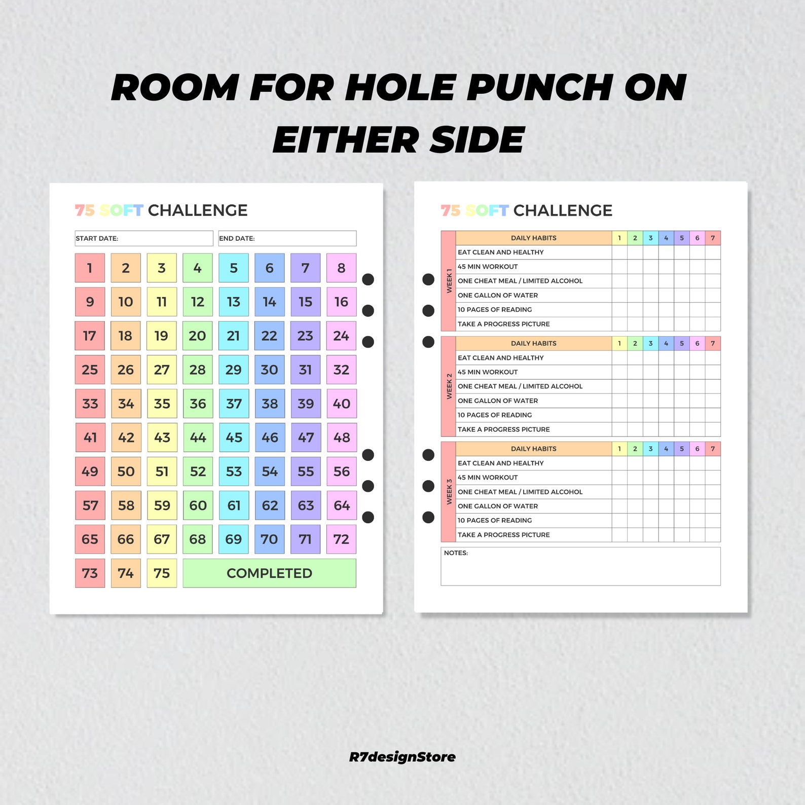 75 Soft Challenge Printable, 75 Days Challenge Tracker, Fitness Journal ...