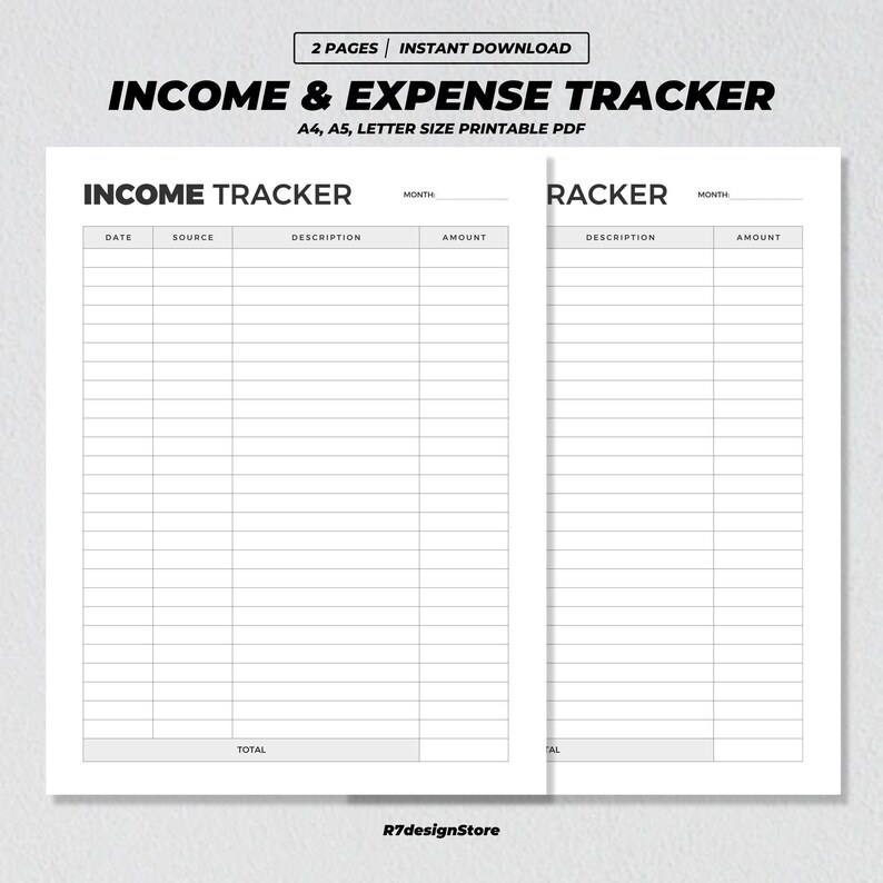 Buy Income &amp; Expense Tracker Printable, Daily Finance Tracker, Everyday ...