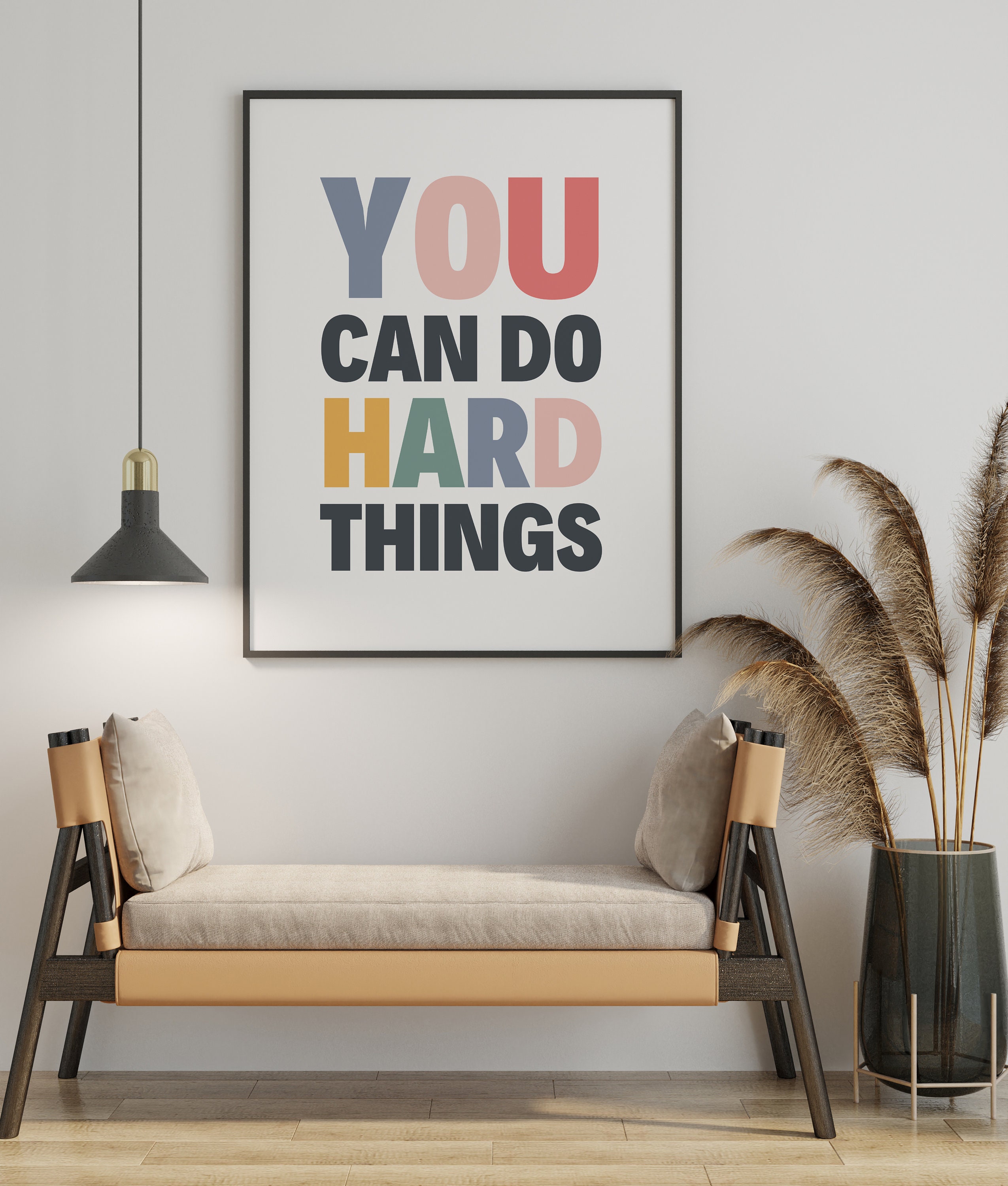 You Can Do Hard Things Art Print, Colorful Affirmation Wall Art Quote ...