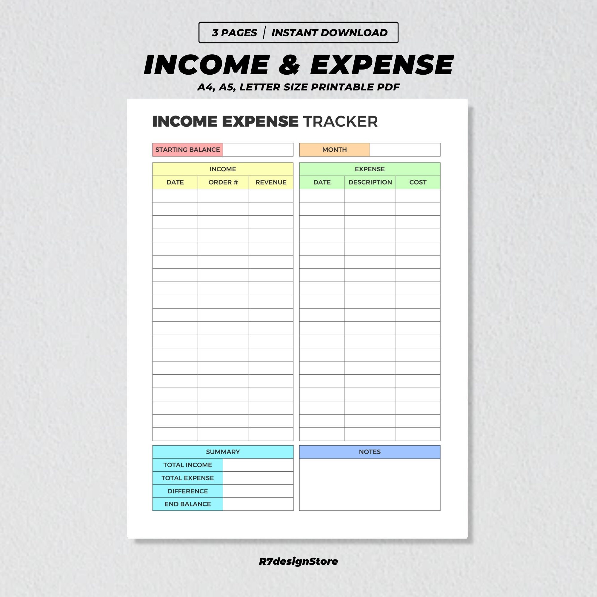 Income Expense Business Tracker Printable, Small Business Finance ...
