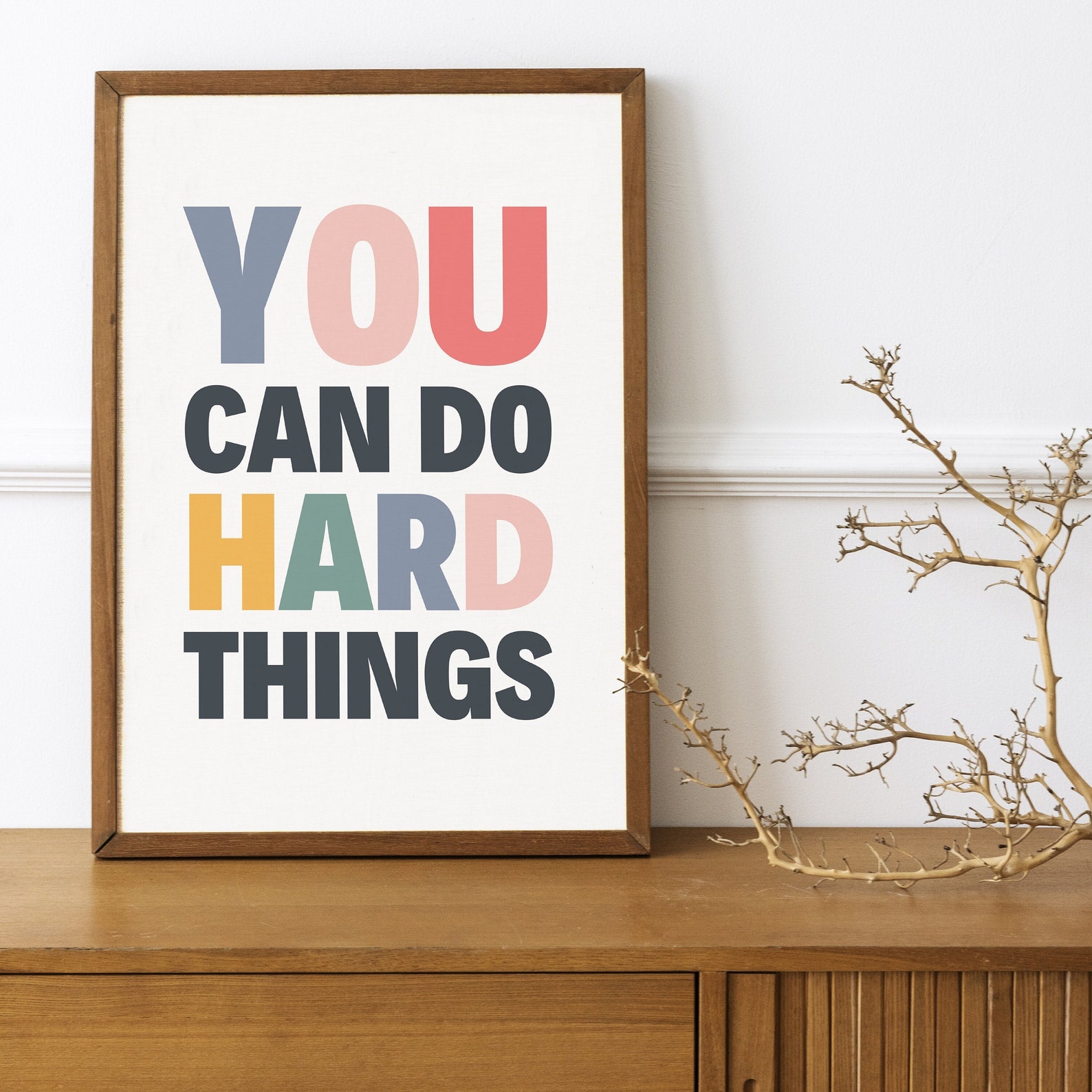 You Can Do Hard Things Art Printable, Colorful Typography, Positive ...