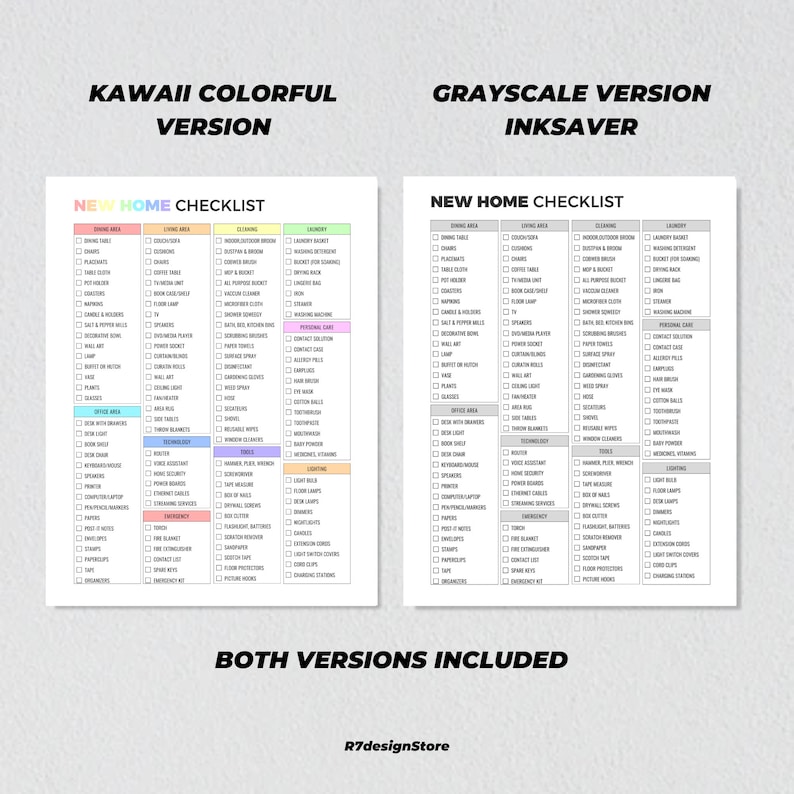 New Home Essentials Checklist Printable, First House Planner, First ...