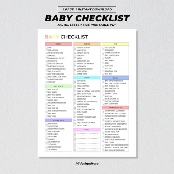 Baby Checklist Printable, New Born Baby Checklist, Baby Essentials List, Pregnancy Checklist, Baby Registry, Baby Planning, Mom To Be Gift