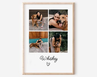Personalised Pet Photo Printable Wall Art, Custom Photo Collage Print, Pet Portrait Poster, Custom Dog Cat Gift, Dog Mom Gift, Pet Memorial