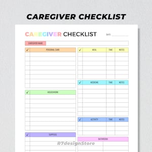 Caregiver Checklist Printable, Elderly Care Planner, Daily Caregiving Routine, Cleaning Tasks Care Log, Senior Health Organizer A4 A5 US PDF image 2