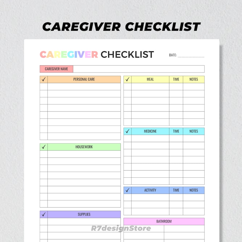Caregiver Checklist Printable, Elderly Care Planner, Daily Caregiving Routine, Cleaning Tasks Care Log, Senior Health Organizer A4 A5 US PDF image 2