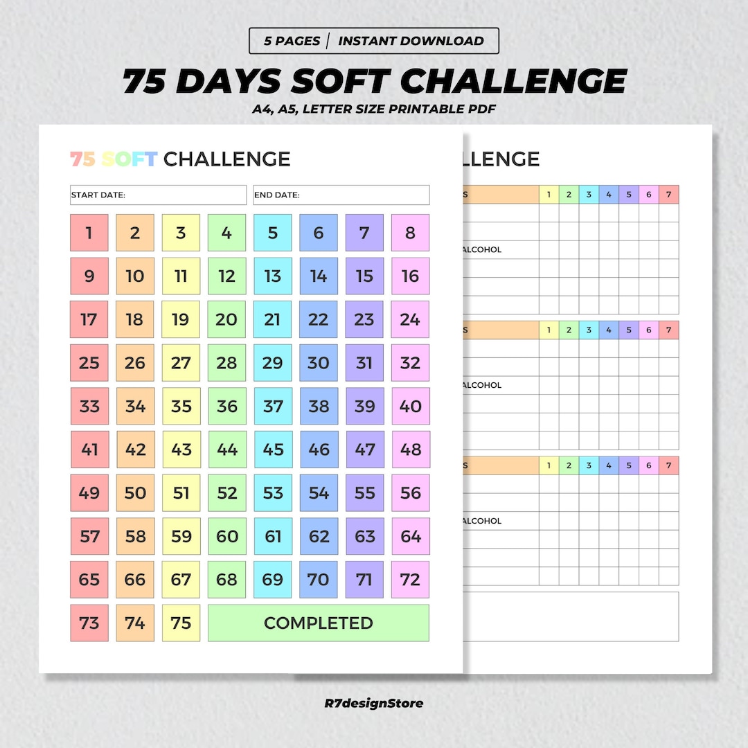 Buy 75 Soft Challenge Planner Printable 75 Days Challenge Online in