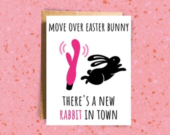 Adult Easter Card | New Rabbit in Town | Funny Sex Toy Dirty Birthday Card | For Wife | For Girlfriend