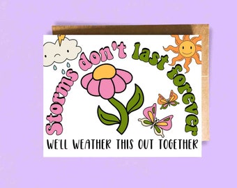 Supportive Card for Friend | Storms Don't Last forever | Get Well Soon | Sympathy Card for Her | Sorry for Your Loss | Friendship Card