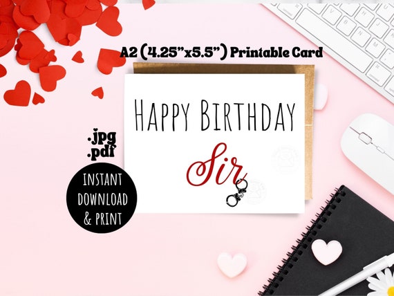 Printable Happy Birthday Sir BDSM Birthday Card photo