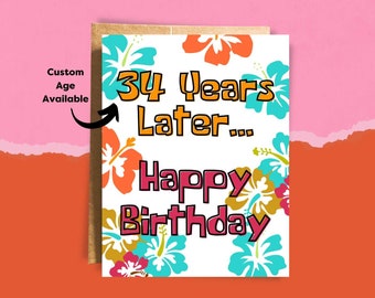 Meme Birthday Card Custom Age Personalization Inside Message Gen Z Millennial Cartoon Pineapple Sponge Nostalgia Happy Birthday Daughter Son