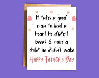 Father's Day Card for Step-Dad | Second Husband Card| Card for Bonus Dad | from Wife | Step Daughter | Step Son