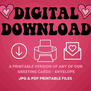 Biglietto d'auguri stampabile - Download digitale di QUALSIASI dei nostri biglietti nel nostro negozio - Compleanno, Anniversario, San Valentino, Natale per lui/lei