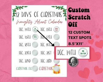 Naughty Advent Calendar | Sexy Christmas Scratch Off | adult Card for Him or Her | Sex Coupon Custom Lotto Ticket | Dirty Unique Gift