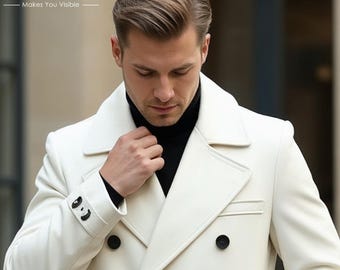 Men’s Off-White Wool Double-Breasted Overcoat – The Rising Sun Store x Vardo