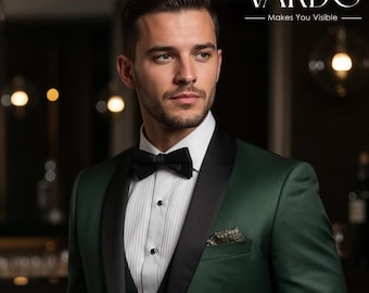Emerald Green Tuxedo Suit – Slim Fit Shawl Lapel Formalwear for Men