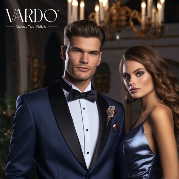 Premium Navy Blue Tuxedo Suit for Men – Classic Elegance for Formal Events- The Rising Sun store, Vardo