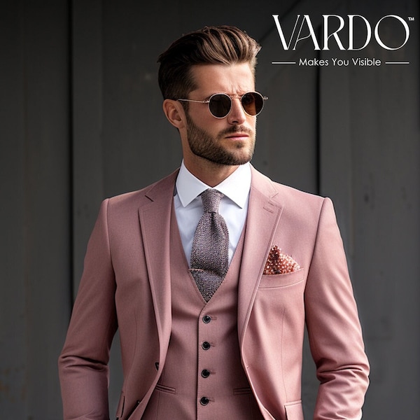 Dapper Men's Dusty Rose Three Piece Suit - Classic Wedding Attire - Tailored Suit - The Rising Sun store, Vardo