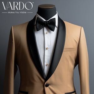 Elegant Light Brown Tuxedo Suit for Men - Sophisticated Wedding & Formal Attire-  Tailored Suit - The Rising Sun store, Vardo