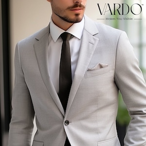 Formal Light Grey Two-Piece Suit for Men - Classic Formal Attire - Tailored Suit - The Rising Sun store, Vardo