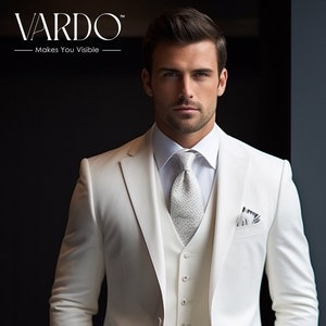Stylish Formal White Three-Piece Suit for Men- Tailored Suit - The Rising Sun store, Vardo