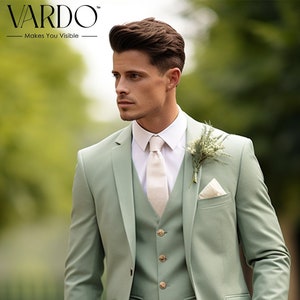 Modern Sage Green Three Piece Suit for Men - Stylish, Tailored, and Versatile -  Tailored Suit- The Rising Sun store, Vardo