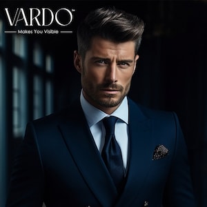 Dark Blue Double Breasted Suit Premium Men's Wedding Suit Tailored Fit ...