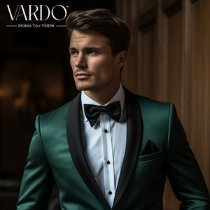 Stylish Forest Green Tuxedo Suit for Men - Premium Quality, Wedding, Prom, Formal Wear - Tailored Suit- The Rising Sun store, Vardo