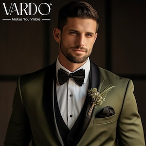 Stylish Formal Wear Khaki Green Tuxedo Suit for Men -  Tailored Suit - The Rising Sun store, Vardo