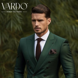 Premium Forest Green Double Breasted Suit for Men -Tailored Fit, The Rising Sun store, Vardo