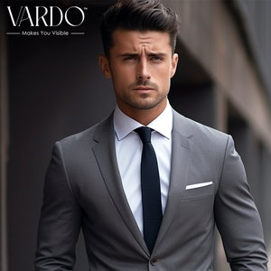 Classic Elegance: Men's Worsted Grey Two-Piece Suit - Tailored Perfection for Every Occasion -Tailored Suit- The Rising Sun store, Vardo