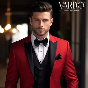 Dapper Classic Red Tuxedo Suit for Men Premium Quality Formal Wear Tailored Suit the Rising Sun Store Vardo Etsy