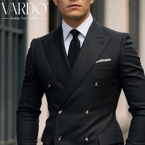 Premium Black Double Breasted Suit for Men Premium Quality Tailored Suit the Rising Sun Store Vardo Etsy