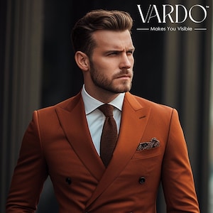 Rust Double Breasted Suit - Timeless Elegance for Men- Tailored Fit, The Rising Sun store, Vardo