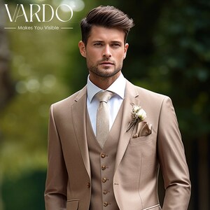 Premium Tailored Light Brown Three Piece Suit for Men -  Tailored Suit - The Rising Sun store, Vardo