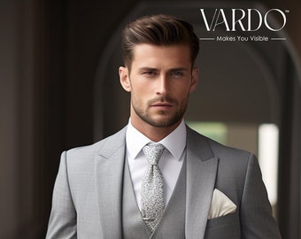 Men's Grey Three Piece Suit - Versatile, Classic, and Perfect for Any Occasion- Tailored Suit- The Rising Sun store, Vardo