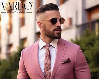 Dapper Dusty Rose Two Piece Suit for Men - Elegant Wedding Attire- Stylish Groom's Suit-Tailored Fit-The Rising Sun store, Vardo