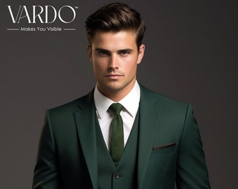 Elegant Forest Green Three Piece Suit for Men - Classic Formal Attire- Tailored Suit- The Rising Sun store, Vardo